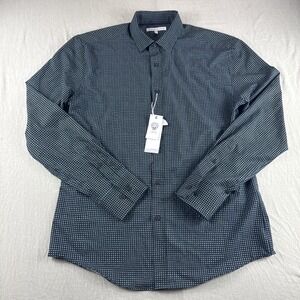 Vince Camuto Performance Shirt Mens M Blue Long Sleeve Button Up Polka Dot NEW